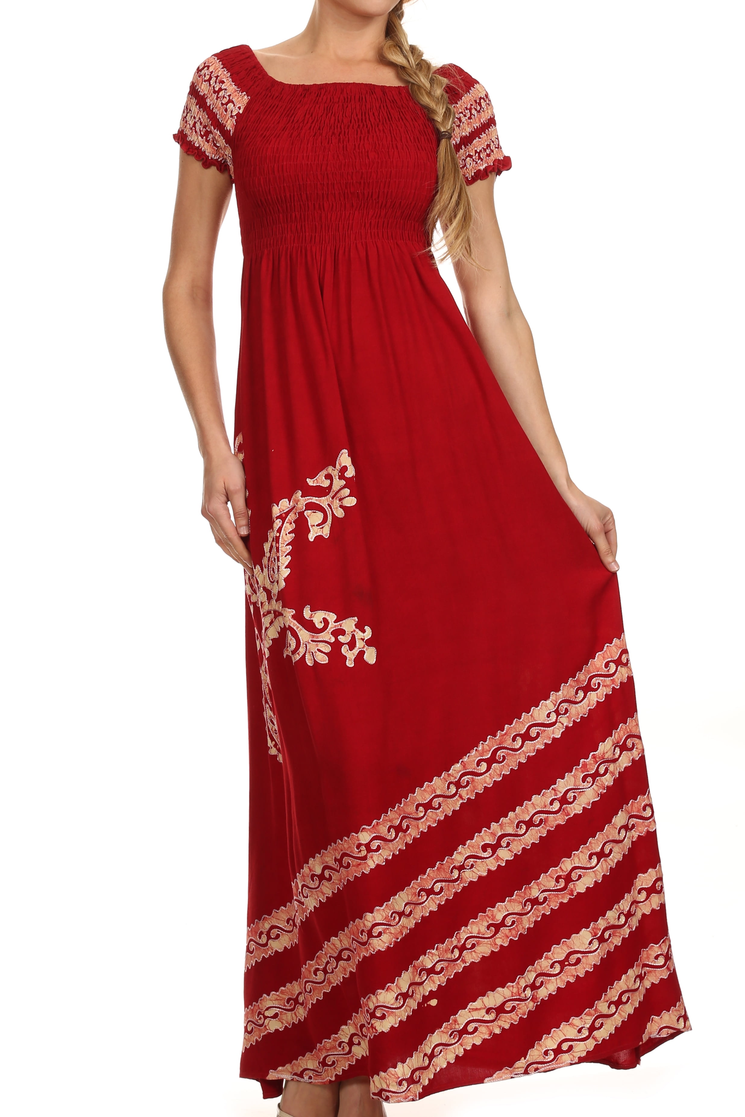 open lace back dress Polagram Big Rose Print Woven Maxi Dress in Cream/Red 1XL