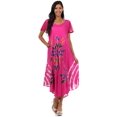 thumbnail image 1 of Sakkas Embroidered Painted Floral Cap Sleeve Reyon Dress - Fuchsia - One Size, 1 of 5