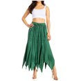 thumbnail image 1 of Sakkas Emery Womens Vintage Retro Maxi Rayon Embroidered Zigzag Hem Flowy Skirt - Green - L/XL, 1 of 5