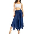 thumbnail image 1 of Sakkas Emery Womens Vintage Retro Maxi Rayon Embroidered Zigzag Hem Flowy Skirt - Navy - S/M, 1 of 5