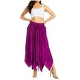 thumbnail image 1 of Sakkas Emery Womens Vintage Retro Maxi Rayon Embroidered Zigzag Hem Flowy Skirt - Purple - S/M, 1 of 5