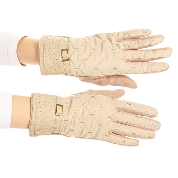 Sakkas Emie Quilted and Lace Super Soft Warm Driving Gloves Touch Screen Capable - 17104-tan - L/XL