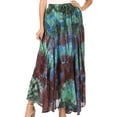 thumbnail image 1 of Sakkas Ester Womens Simple Boho Maxi Full circle Tie-dye Skirt with Elastic Waist - Blue - One Size, 1 of 5