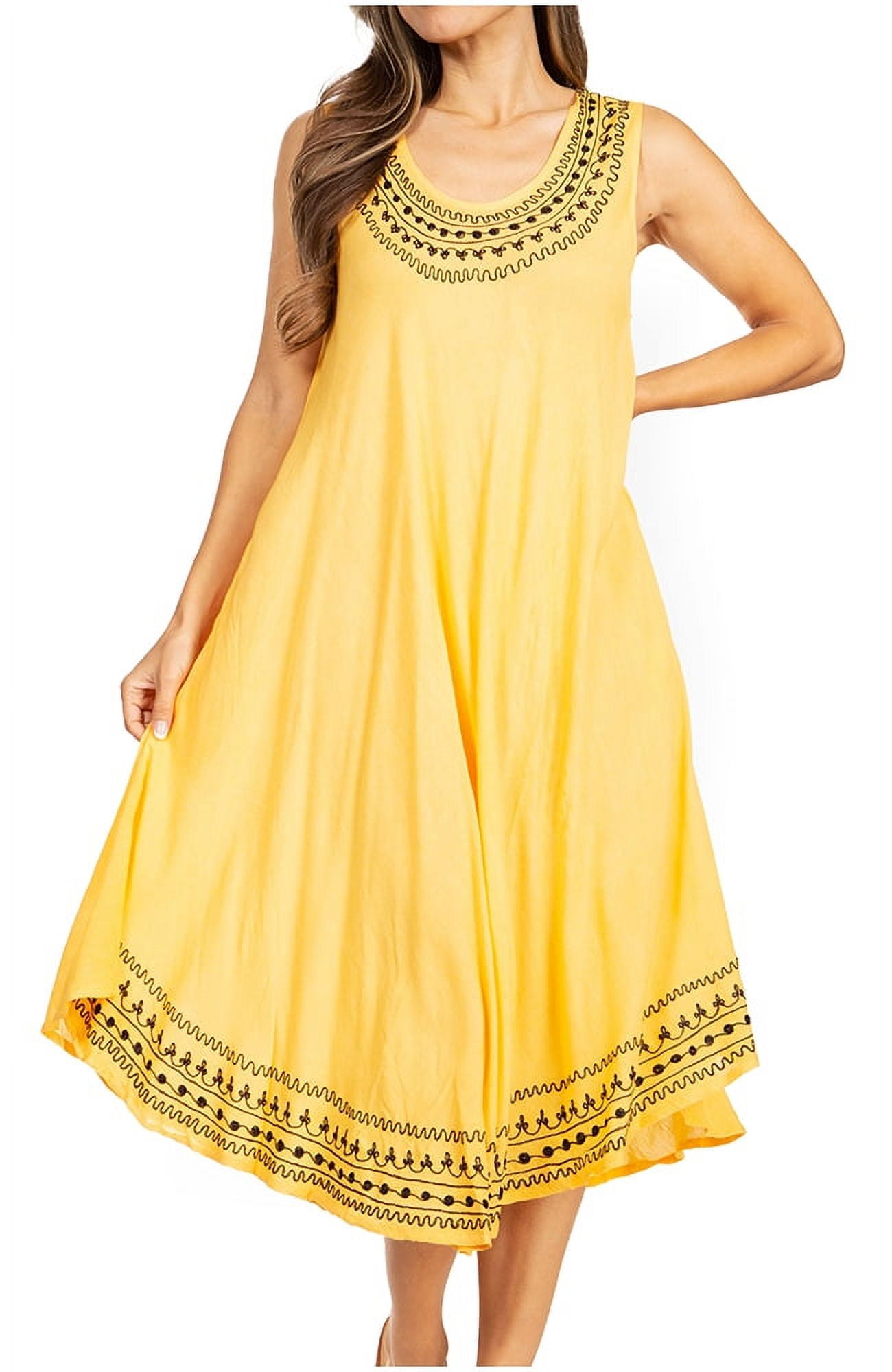 Sakkas A900 Batik Flower Caftan Tank Dress/Cover Up - Avocado - One Size At Women's Clothing Store