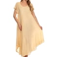 thumbnail image 1 of Sakkas Everyday Essentials Cap Sleeve Caftan Dress / Cover Up - Beige - One Size, 1 of 5