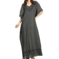 thumbnail image 1 of Sakkas Favi Womens Casual Long Maxi Dress Caftan Cover Up Loungewear in Rayon - 1-Black - One Size Regular, 1 of 5