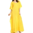 thumbnail image 1 of Sakkas Favi Womens Casual Long Maxi Dress Caftan Cover Up Loungewear in Rayon - Yellow - One Size Regular, 1 of 5