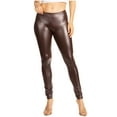 thumbnail image 1 of Sakkas Footless Ultra Slim Fit Matte Liquid Wet Look Leggings - Brown - XL, 1 of 7