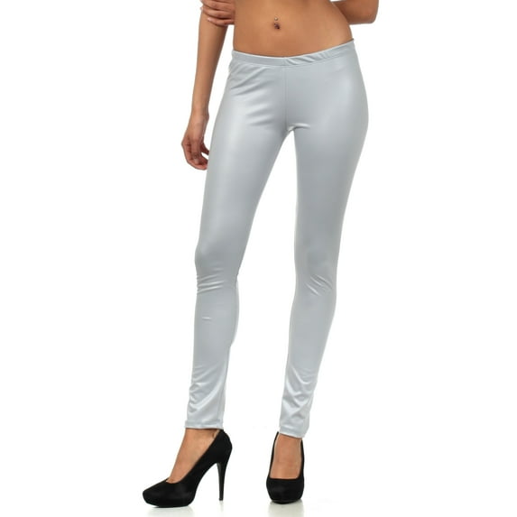 Sakkas Footless Ultra Slim Fit Matte Liquid Wet Look Leggings - Grey - XL