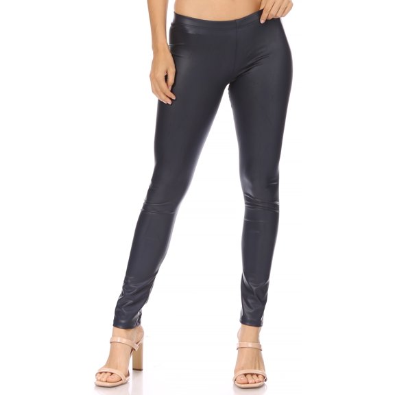 Sakkas Footless Ultra Slim Fit Matte Liquid Wet Look Leggings - Navy - Small