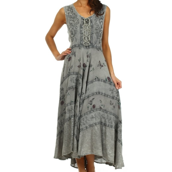 Sakkas Garden Goddess Corset Style Dress - Grey - L/XL