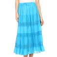 thumbnail image 1 of Sakkas Geneva Cotton Eyelet Skirt with Elastic Waistband - Turq - One Size Regular, 1 of 4