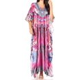 thumbnail image 1 of Sakkas Georgettina Flowy Rhinestone V Neck Long Caftan Dress / Cover Up - 444 - One Size, 1 of 5