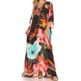 thumbnail image 1 of Sakkas Georgettina Flowy Rhinestone V Neck Long Caftan Dress / Cover Up - Black / Multi - One Size, 1 of 5