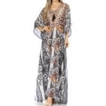 thumbnail image 1 of Sakkas Georgettina Flowy Rhinestone V Neck Long Caftan Dress / Cover Up - ORBK248-Black - One Size, 1 of 5