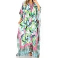 thumbnail image 1 of Sakkas Georgettina Flowy Rhinestone V Neck Long Caftan Dress / Cover Up - TLG228-Green - One Size, 1 of 5