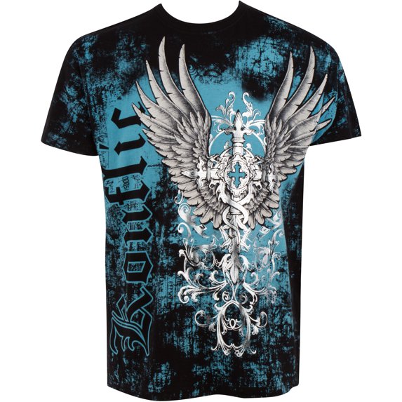 Sakkas Great Guardian Metallic Embossed Mens Fashion T-Shirt - Black - Large