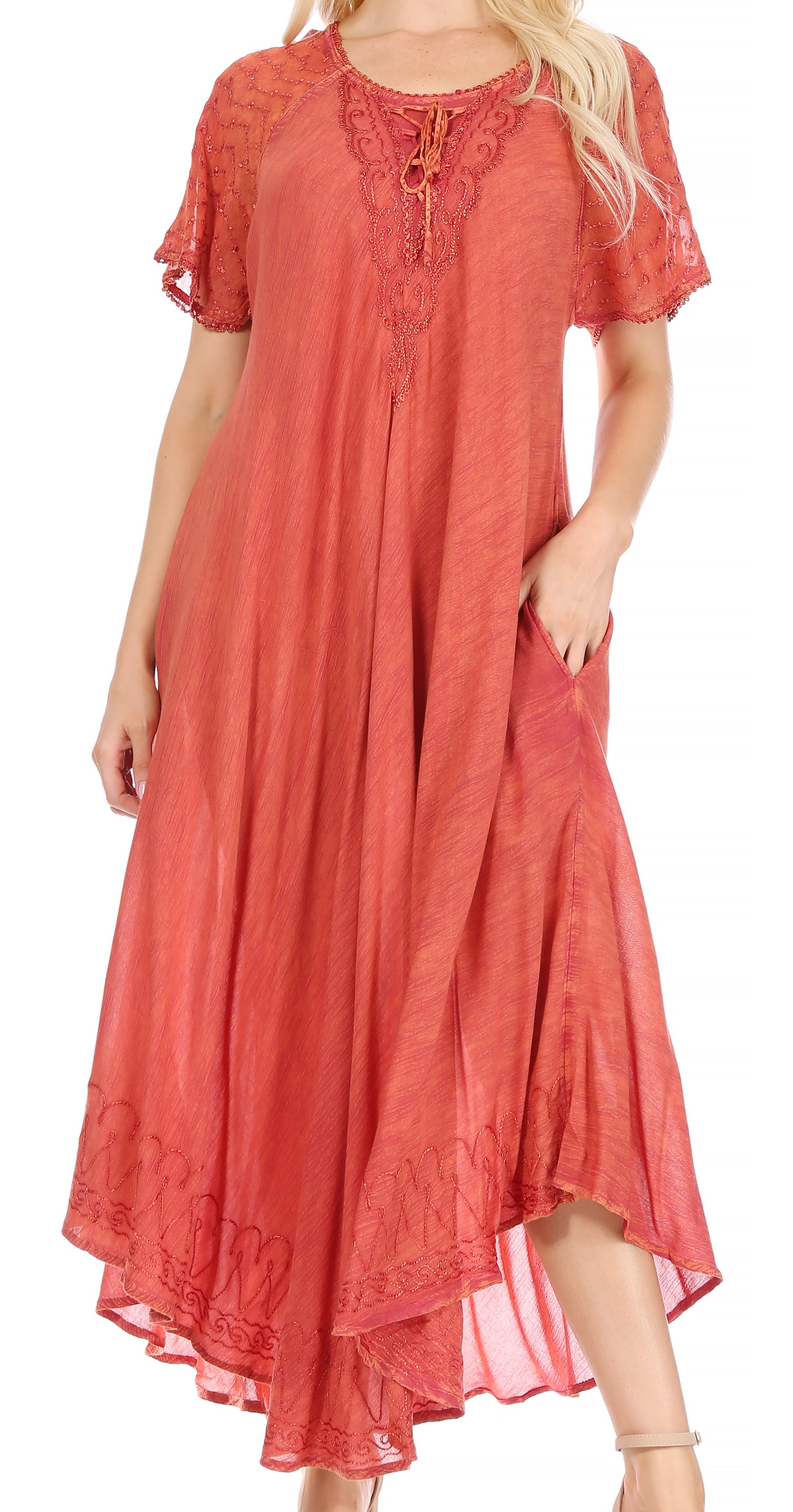green emerald velvet dress Hand-Embroidered V-Neck Floral Linen Dress Helena