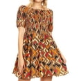 thumbnail image 1 of Sakkas Ife Wax African Ankara Colorful Cocktail Short Dress Off-shoulder w/pockets - 27-Multi - One Size Regular, 1 of 5