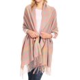 thumbnail image 1 of Sakkas Iris Warm Super Soft Pashmina Shawl / Scarf with Fringes - Grey Plaid - One Size Regular, 1 of 5