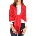thumbnail image 1 of Sakkas Iris Warm Super Soft Pashmina Shawl / Scarf with Fringes - Red - One Size Regular, 1 of 5