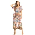 thumbnail image 1 of Sakkas Irise Women's Short Sleeve V neck Floral Print Casual Boho Jumsuit Pockets - 599-Pink - L/XL, 1 of 5