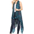 thumbnail image 1 of Sakkas Ivana Women's Oversized Draped Open Front Sleeveless Cardigan in Tie Dye - Teal - Plus Size, 1 of 5