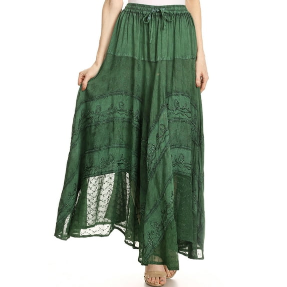 Sakkas Ivy Maiden Boho Skirt - Forest Green - Plus Size