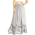 thumbnail image 1 of Sakkas Ivy Second Women's Maxi Boho Elastic Waist Embroidered A Line Long Skirt - Grey - One Size, 1 of 5