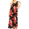 thumbnail image 1 of Sakkas Iyabo Women's Sleeveless Casual Summer Floral Print Dress Maxi Long Stretch - B-Red - One Size, 1 of 5