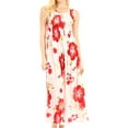 thumbnail image 1 of Sakkas Iyabo Women's Sleeveless Casual Summer Floral Print Dress Maxi Long Stretch - W-Red - One Size, 1 of 5
