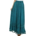 thumbnail image 1 of Sakkas Jaclyn Adjustable Skirt With Lace Embroidered Trim And Detailed Embroidery - Turquoise - One Size, 1 of 5