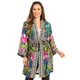 thumbnail image 1 of Sakkas Janis Women's Lightweight Open-Front Amazing Print Cardigan Sweater Pockets - 592-Green - L/XL, 1 of 5
