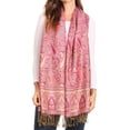thumbnail image 1 of Sakkas Kalin Long Wide Woven Patterned Fringe Tassel Pashmina Shawl / Scarf - Red / Beige - One Size Regular, 1 of 5