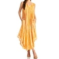 thumbnail image 1 of Sakkas Kara Long Draped Sleeveless Marbled Caftan Dress / Cover Up - Melon - One Size Regular, 1 of 5