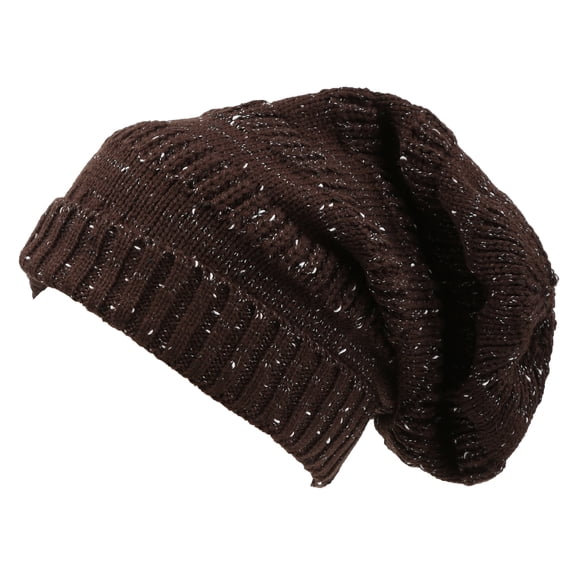 Sakkas Kase Long Tall Slouchy Striped Knit Fishermans Unisex Solid Beanie Hat - Brown - One Size Regular