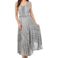 thumbnail image 1 of Sakkas Kevina Stonewashed Rayon Embroidered Dress - Grey - S/M, 1 of 6