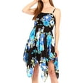 thumbnail image 1 of Sakkas Kiera Women's Tube Spaghetti Strap Floral Print Summer Casual Short Dress - B-Blue - One Size, 1 of 5