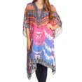 thumbnail image 1 of Sakkas Kristy Long Tall Lightweight Caftan Dress / Cover Up With V-Neck Jewels - 17122-PinkOrange - One Size Regular, 1 of 5