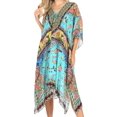 thumbnail image 1 of Sakkas Kristy Long Tall Lightweight Caftan Dress / Cover Up With V-Neck Jewels - Turquoise - One Size, 1 of 5