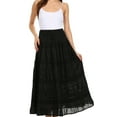 thumbnail image 1 of Sakkas Lace and Ribbon Peasant Boho Skirt - Black - One Size, 1 of 6