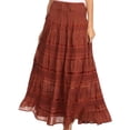 thumbnail image 1 of Sakkas Lace and Ribbon Peasant Boho Skirt - Brown - One Size, 1 of 5
