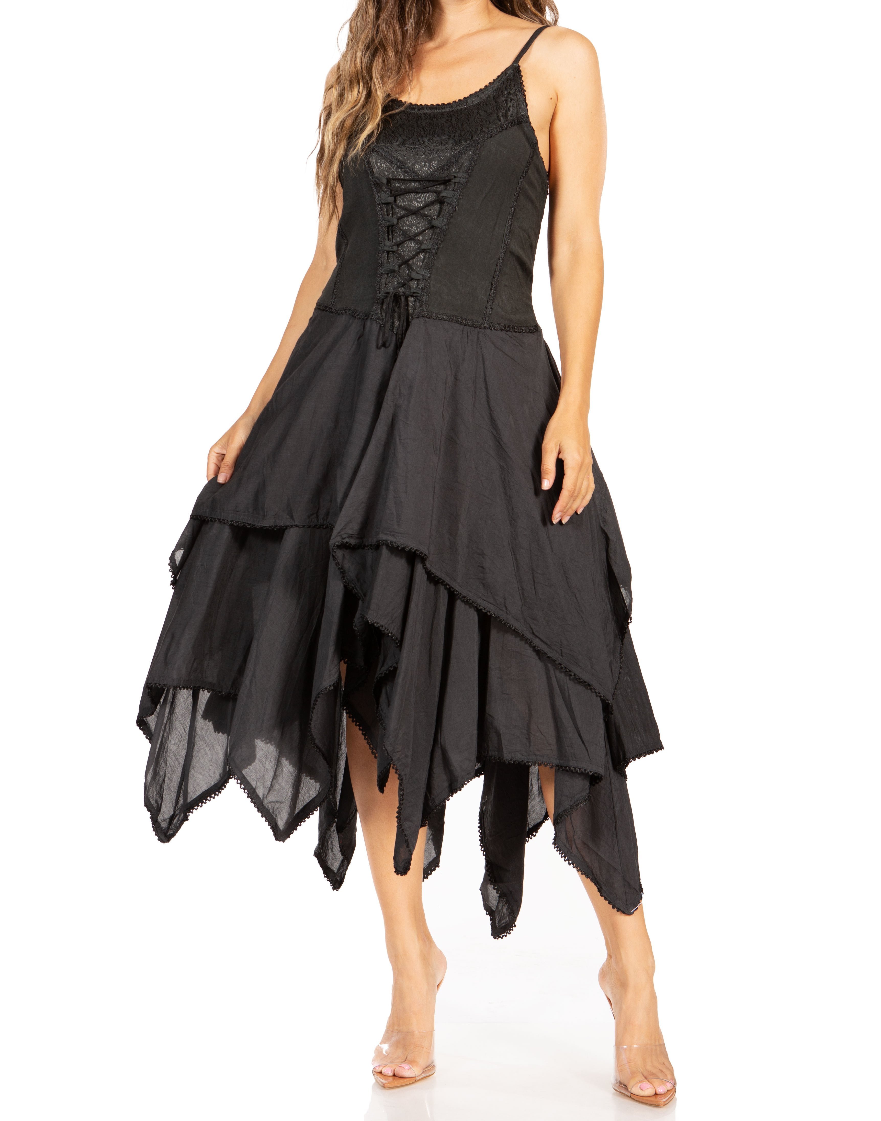 Sakkas Lady Mary Jacquard Corset Style Bodice Lightweight Handkerchief Hem  Dress - Grey - One Size - Walmart.com