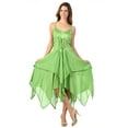 thumbnail image 1 of Sakkas Lady Mary Jacquard Corset Style Bodice Lightweight Handkerchief Hem Dress - Springgreen - Plus Size, 1 of 5