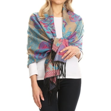Sakkas Large Soft Silky Pashmina Shawl Wrap Scarf Stole in Solid Colors - Baby Blue - One Size