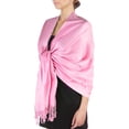 thumbnail image 1 of Sakkas Large Soft Silky Pashmina Shawl Wrap Scarf Stole in Solid Colors - Bubblegum Pink - 28x78, 1 of 2