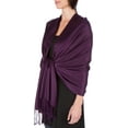 thumbnail image 1 of Sakkas Large Soft Silky Pashmina Shawl Wrap Scarf Stole in Solid Colors - Dark Purple - One Size, 1 of 2