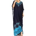 thumbnail image 1 of Sakkas Leonor Women's Boho Casual Long Maxi Caftan Dress Kaftan Cover-up LougeWear - 6-NavyTurq - One Size, 1 of 5
