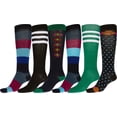 thumbnail image 1 of Sakkas Liea Ladies Colorful Unique Pattern / Solid Knee High Socks Assorted 6-Pack - style9 - 9-11, 1 of 2