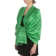 thumbnail image 1 of Sakkas Lightweight Two Tone Paisley Design Pashmina Fringe Scarf / Stole / Wrap - Kelly Green / Black - 27W x 72 L, 1 of 4